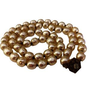 Vintage Signed Miriam Haskell Single Strand Baroque Pearl Floret 28" Necklace